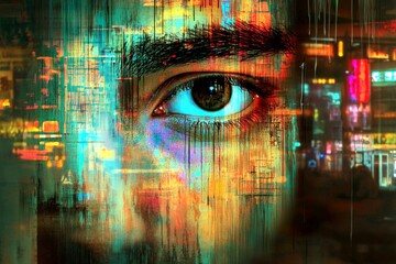 Struggling with emotions. Metaphorical negative reflection patterns emotions of a loss of pleasure or interest. Negative patterns - cause of depression: abstract image of human state.