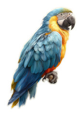 Fototapeta premium Vibrant blue and yellow macaw parrot tropical forest wildlife natural habitat cut out png