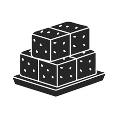 Tofu icon vector silhouette illustration isolated on white background