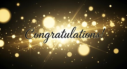 Naklejka premium Congratulations Text on Gold Sparkle Background for Achievement