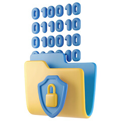 cyber privacy rights concept. Digital folder with security lock and binary code.