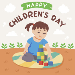 Childrens Day Happy Girl Playing