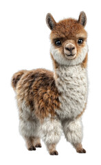 Obraz premium Cute alpaca character playful scene vibrant colors front whimsical for kids cut out png