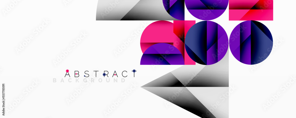 Poster modern abstract design features geometric shapes, vibrant colors, gradients. minimalist composition 