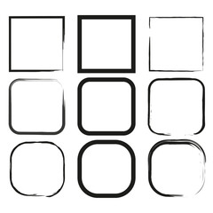 Outlined square icon. Frame vector shape. Minimal box form. Graphic layout design.