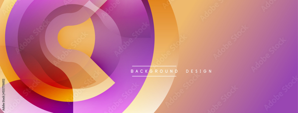 Poster Abstract colorful layers create dynamic gradient background. Smooth shapes blend, forming modern visual experience.