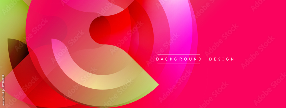 Poster abstract vibrant design. overlapping colorful shapes create dynamic composition. pink dominates back