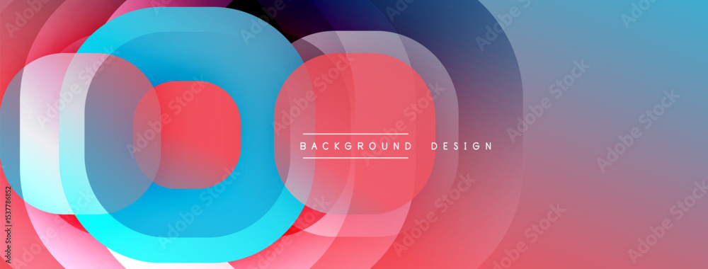 Poster Abstract layers create vibrant, flowing composition. Blue, pink hues blend, forming dynamic visual effect. Modern design element.