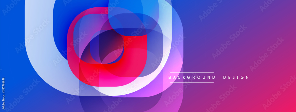Poster Abstract colorful layers create dynamic visual effect. Gradient transitions blend blues, purples, reds. Modern design element for backgrounds.