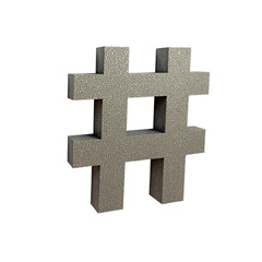 Fototapeta premium Textured Grey Hashtag Symbol with Rough Surface Isolated