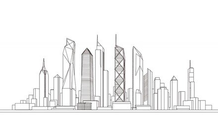 City skyline pencil sketch