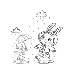 Kawaii cute bold line art Bunny & Frog Coloring Pages, kawaii  Bunny , Bunny & Frog Coloring animals coloring book, kawaii book, kawaii pages, kawaii kids book, kawaii kids pages