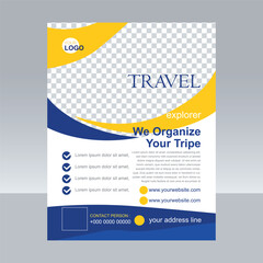 A poster for travel with a blue background that says travel your trip
