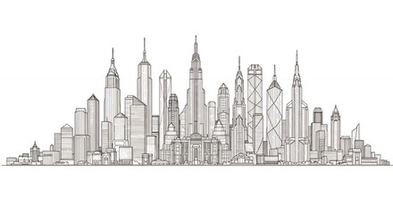 Fototapeta premium Line art city skyline drawing