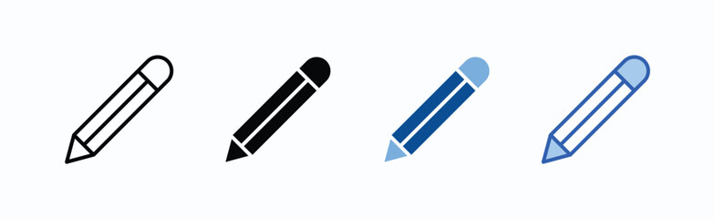 Pencil icon sheet multiple style collection isolated vector
