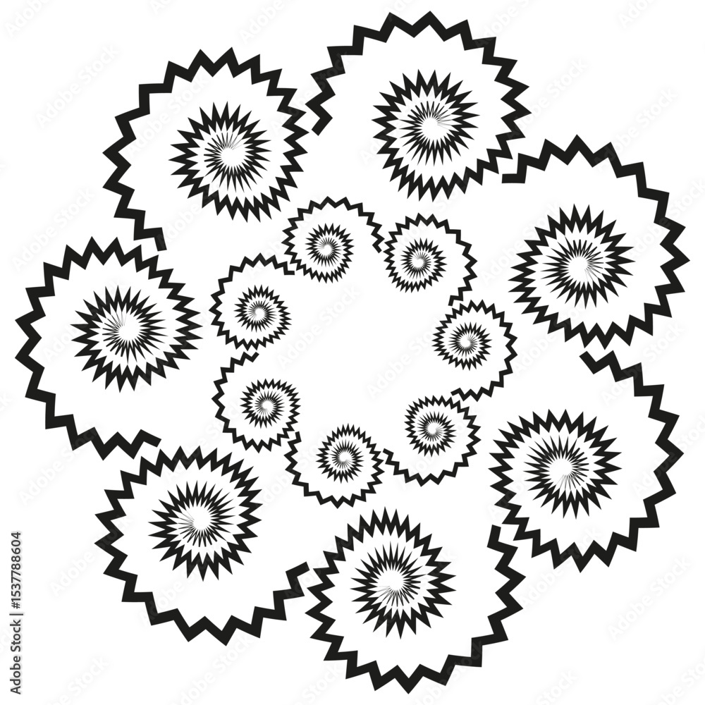 Poster spiral flower figure. geometric swirl shape. abstract curve pattern. vector motion icon.