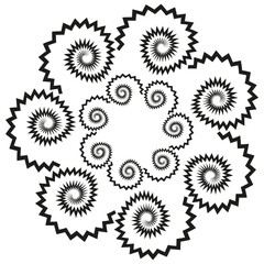 Spiral flower figure. Geometric swirl shape. Abstract curve pattern. Vector motion icon.