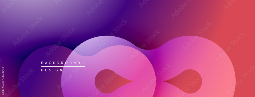 Poster Abstract gradient background. Smooth flowing shapes create dynamic visual effect. Purple, pink, red hues dominate composition. Modern design element.