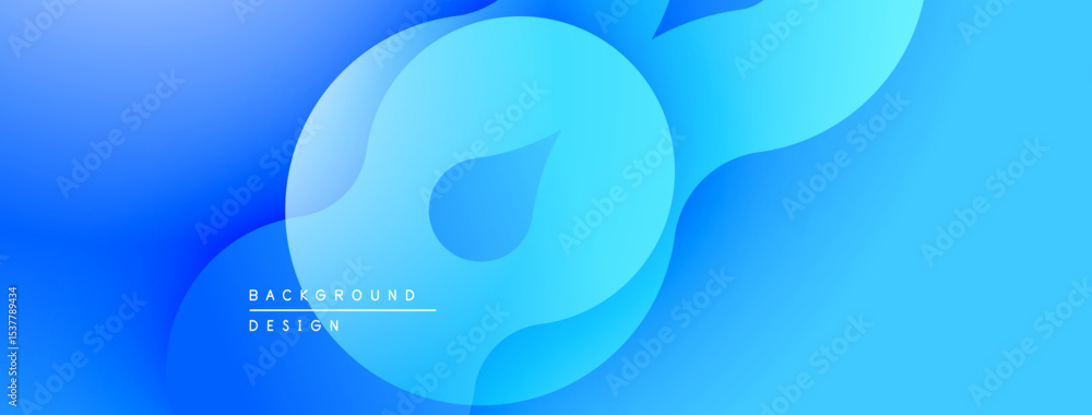 Poster Abstract blue background. Smooth shapes overlap creating dynamic visual effect. Modern design element for digital projects.