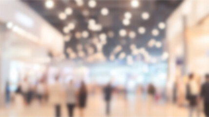 Exhibition blur background of convention hall event for business of tech expo, trade fair, passenger terminal or museum gallery lobby with blurry interior large corridor. Ai Generated Images