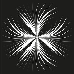 White flash burst. Dynamic star shape. Radial light vector. Abstract graphic element.