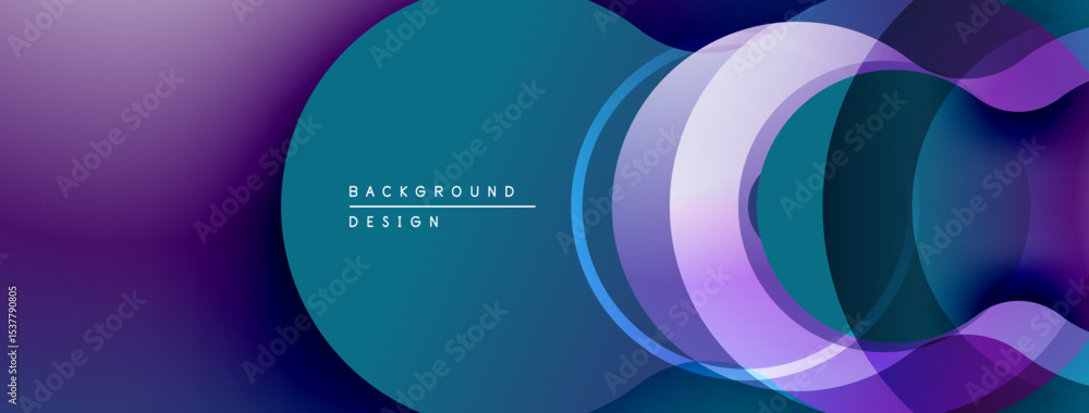 Aufkleber Abstract design features overlapping translucent layers. Purple, teal hues create dynamic visual effect. Modern background element.