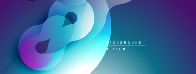 Abstract fluid shapes, vibrant colors blend. Modern design, gradient background creates dynamic visual effect. Smooth curves, elegant composition.