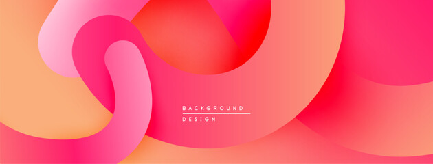 Abstract fluid shapes, vibrant pinks, oranges. Modern design, smooth gradients create dynamic composition. Minimalist aesthetic.