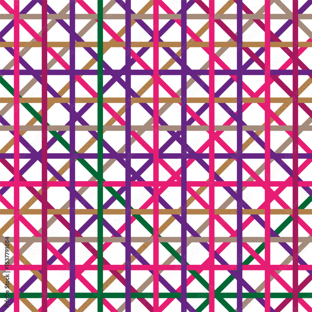 Aufkleber colorful lattice pattern. abstract cross grid. geometric rainbow vector. seamless retro backdrop.