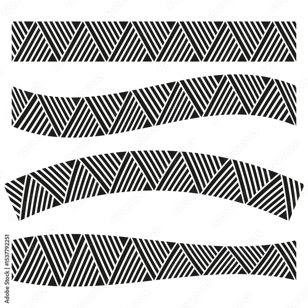 Poster curved stripe shapes. wavy line figures. vector twisted pattern. optical contour form.