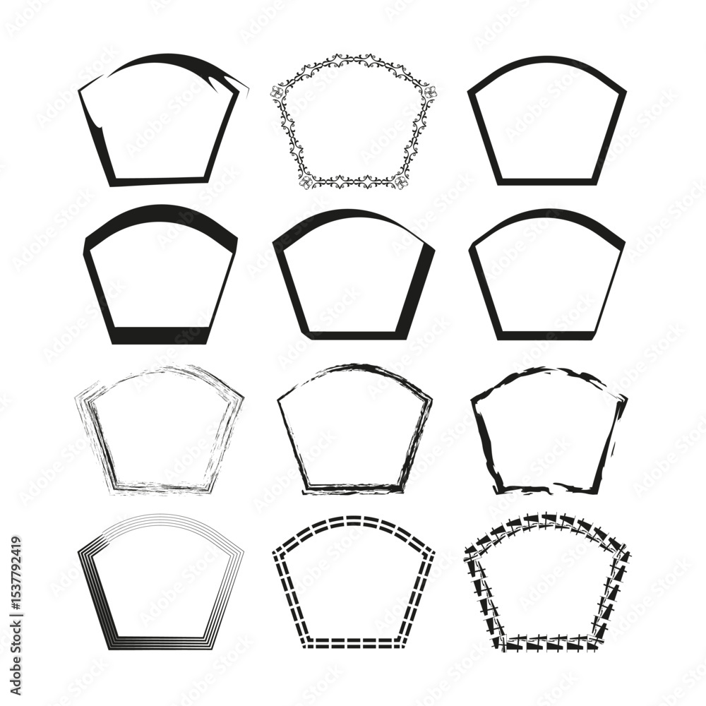 Poster pentagon shape icon. frame vector variation. outline border symbol. graphic black structure.