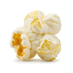 Close-up of a Single Buttery Popcorn Kernel, Isolated on White Background