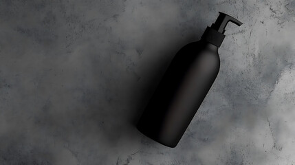 Bold black shampoo bottle mockup with sharp lighting and modern style