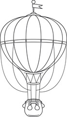 Black-and-white aircraft balloon with basket
