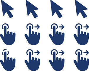 Touchscreen Gesture Icons  Click Swipe Pinch Zoom Rotate Vector Set