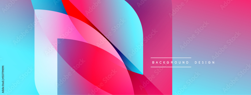 Poster Abstract colorful layers create dynamic visual effect. Gradient shades blend, forming modern design element. Smooth transitions, vibrant hues.