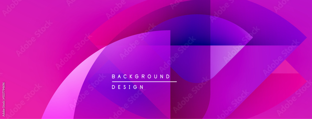 Poster Abstract pink purple design. Geometric shapes overlap creating dynamic visual effect. Text reads background design. Modern aesthetic.