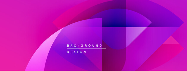 Abstract pink purple design. Geometric shapes overlap creating dynamic visual effect. Text reads background design. Modern aesthetic.