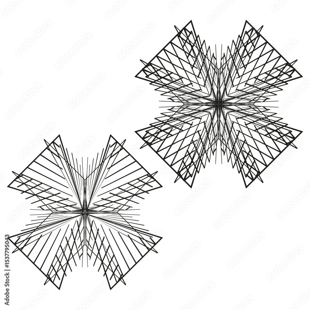 Poster radiating star icon. abstract symmetry shape. linear burst figure. vector line form.