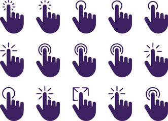 Touchscreen Gesture Icons  Click Swipe Pinch Zoom Rotate Vector Set
