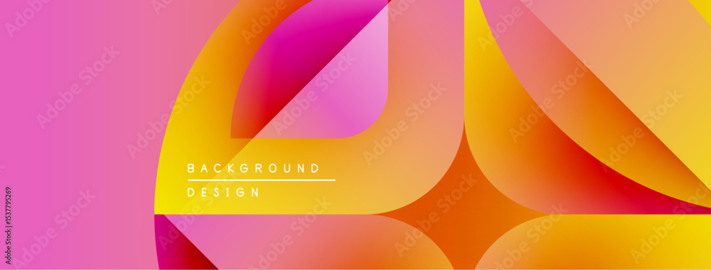 Poster Abstract colorful design. Overlapping shapes create dynamic visual effect. Gradient hues blend smoothly, offering modern aesthetic.