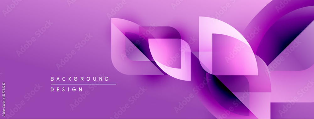 Poster Abstract purple design features flowing ribbon shapes. Modern, dynamic composition creates visual interest. Soft gradients enhance depth.
