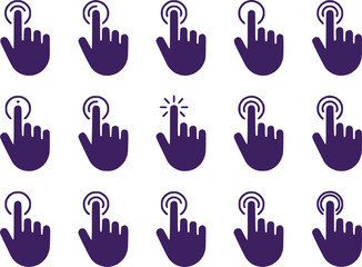 Fototapeta premium Touchscreen Gesture Icons Click Swipe Pinch Zoom Rotate Vector Set