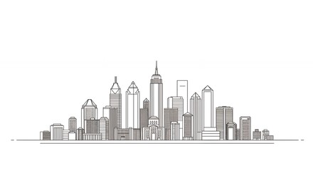 Obraz premium Line drawing city skyline