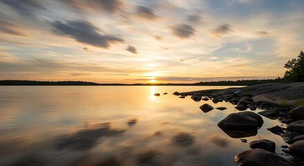 sunset over the river