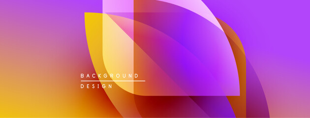 Abstract vibrant background. Overlapping shapes create dynamic colorful composition. Gradient transitions, modern design elements present.