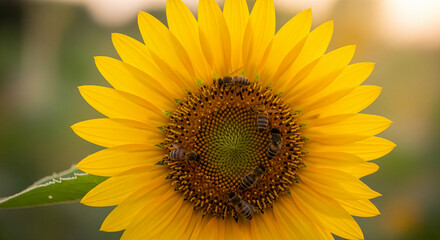 Close-up of sunflower showing detailed yellow petals and seed pattern