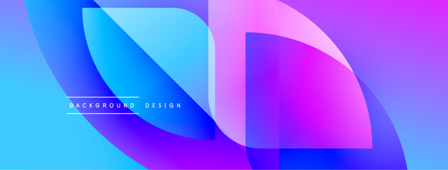 Abstract fluid shapes blend, creating vibrant blue, purple gradients. Modern design suggests dynamic movement, smooth transitions.
