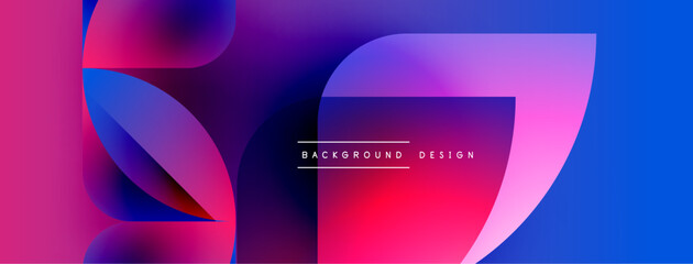 Naklejka premium Abstract vibrant design features flowing shapes, gradients. Pink, blue hues dominate composition. Text reads background design. Modern aesthetic.