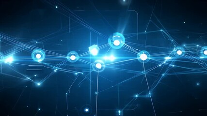 animation showcases social network data connections presented seamless loop blue background ideal technology communication media projects available multiple color options 4K computer business - Powered by Adobe